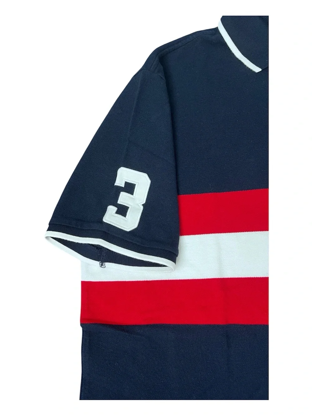 Polo by Ralph Lauren Navy Polo with Red & White Chest Stripes